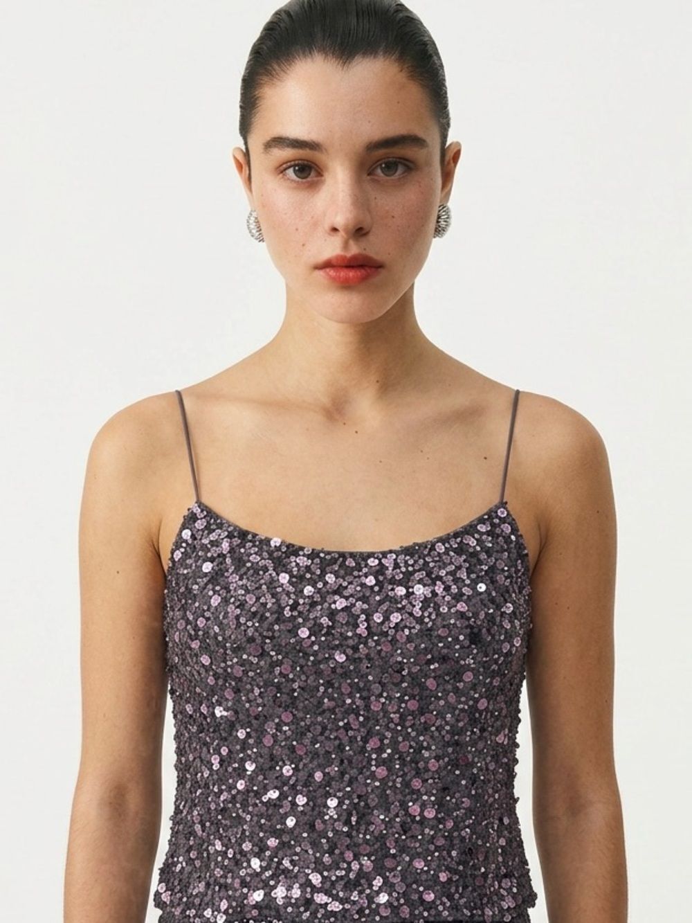 LINDA ALLARD & ELLEN TRACY | Purple Beaded Crop